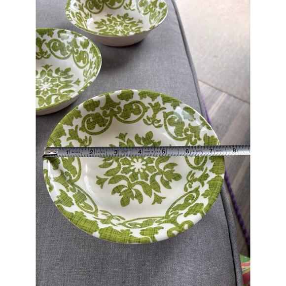 Pier 1 Set of 5 Royal Regal Trellis Lime Green Melamine 7.5” Cereal/Pasta Bowls - Picture 5 of 7
